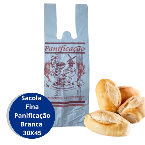Sacola Fina Panificação Branca 30X45