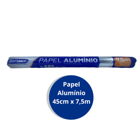 Rolo Papel Alumínio 45 cm X 7,5 metros Resistente para Assar
