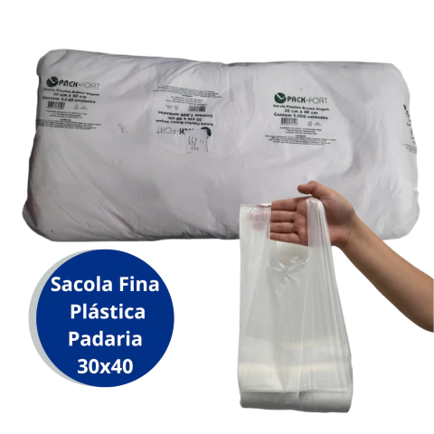 Sacola Fina Padaria Branca 30x40 com 1000 unidades