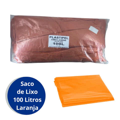 Saco de Lixo 100 Litros laranja com 100 unidades