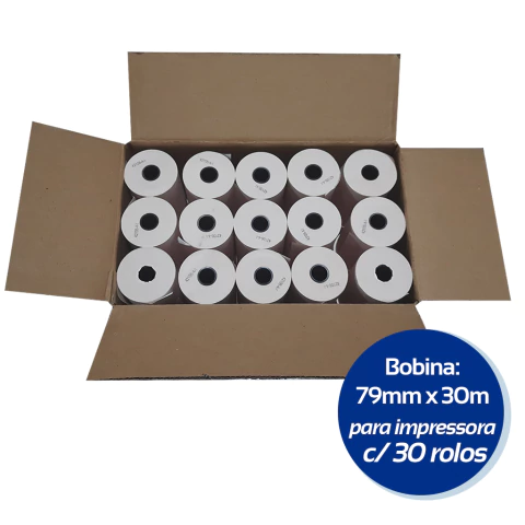 Bobina impressora Térmica Papel 79 mm com 30 unidades