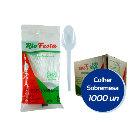 Colher Sobremesa Descartável Caixa com 1000 unidades