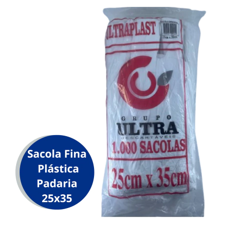 Sacola Fina Padaria Branca 25X35 com 1000 unidades