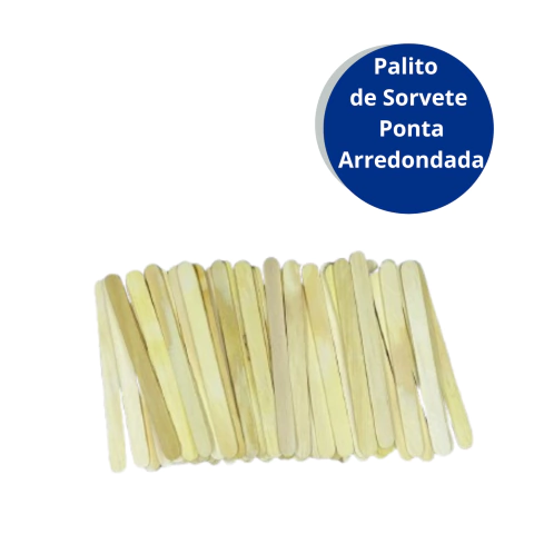 Palito de Sorvete Ponta Arredondada Ideal para Artesanato, Doces e Decoração com 100 un0