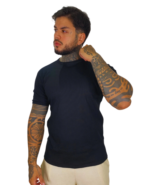 camiseta canelada preta