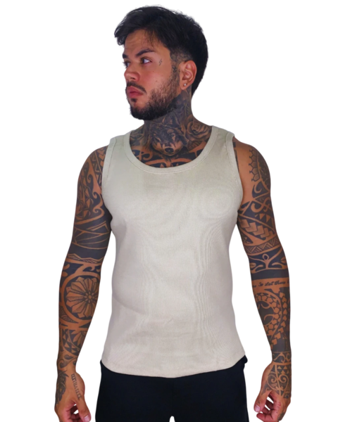 regata canelada masculina beje