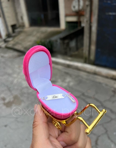 Pulseira de bebê com gravação a laiser + figa