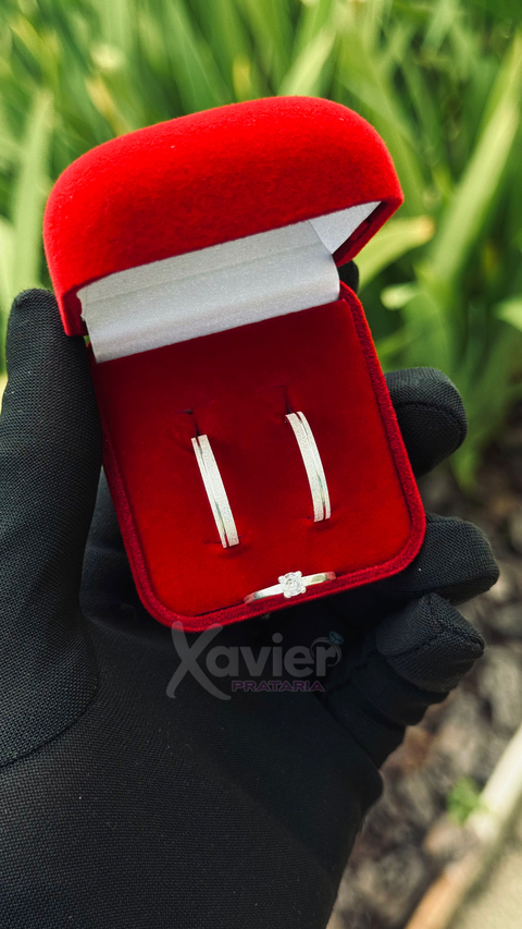PAR DE ALIANÇAS A PRONTA ENTREGA 3MM + ANEL SOLITÁRIO TRADICIONAL