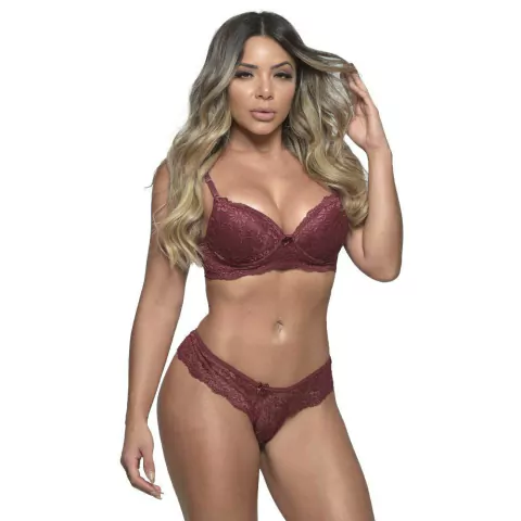 Conjunto 1/2 Taça Rendado Com Bojo Bruna