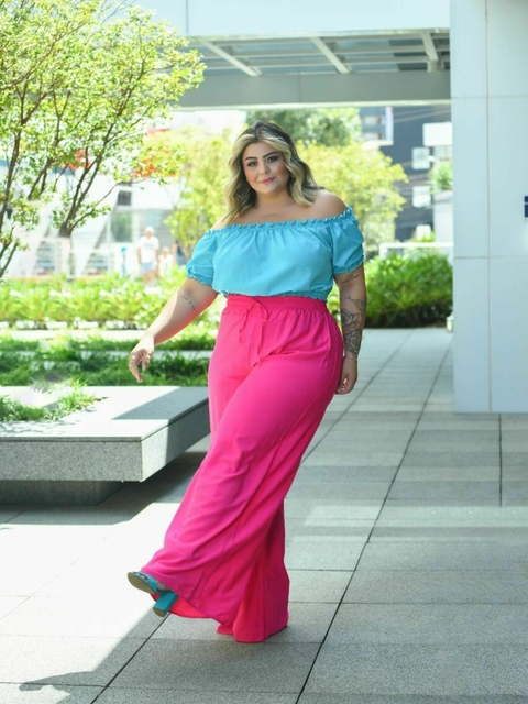 Calça Pantalona Rosa