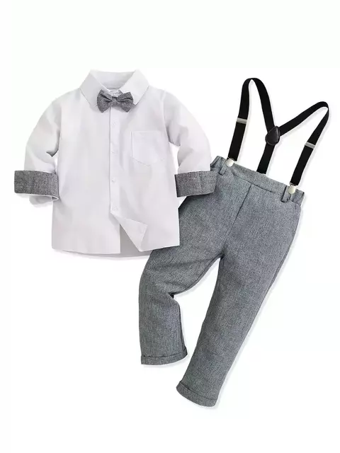 Conjunto infantil social cinza claro Boduchinhos