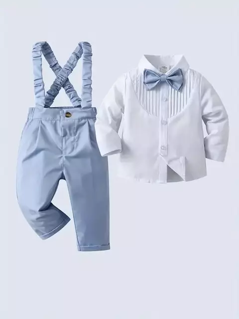 Conjunto Infantil Azul Bebê Batizado Boduchinhos