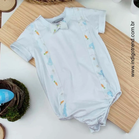 Camiseta ou Body T-Shirt Branca Com Gravata Coelho Colors Azul Adulto Infantil Bebê Índigo Trend