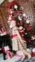 Kit Vestido Princesa Com Manga Bufante Xadrez Burb Veneza Natal e Laço Vermelho Índigo Trend - Índigo Trend