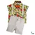 Conjunto Camisa ou Body Social Fazendinha Bermuda Casual e Suspensório Bege e Gravata Borboleta Laranja Índigo Trend