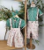Kit Irmãos Camisa Social ou Body Verde Oliva Bangalore Bermuda Esporte Fino Gravata Borboleta e Suspensório Natal Bosque dos Sonhos Bata ou Body Menina e Laço Verde Oliva Saia de Prega Jardineira Natal Bosque dos Sonhos Índigo Trend
