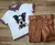 Conjunto Camiseta ou Body T-Shirt 2 em 1 Summer Branca Dog Vintage e Bermuda Caramelo Couro Índigo Trend