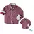 Kit Pai e Filho Camisa Social ou Body Vinho Marsala Moscou Detalhe Branco Índigo Trend