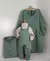 Kit Pai Mãe e Filho Bata ou Body Gola Padre Bege Jardineira Verde Oliva Esporte Fino Camisa Social Verde Oliva Bangalore Lisa e Vestido Adulto Verde Oliva Bangalore Tubinho Marjorie Índigo Trend