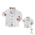 Kit Pai e Filho Camisa Social ou Body Branca Cuba Circo Botão Azul Índigo Trend