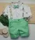 Conjunto Camisa Social ou Body Branca Baby Safári Bermuda Esporte Fino e Gravata Borboleta Verde Menta e Suspensório Baby Safári Índigo Trend