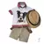 Conjunto Camiseta ou Body T-Shirt 2 em 1 Summer Branca Dog Vintage Bermuda Verde Caqui Casual Suspensório Dog Vintage e Chapéu Panamá Caramelo Índigo Trend