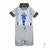 Conjunto Camiseta ou Body T-Shirt 2 em 1 Summer Branca Girafa Savaninha Bermuda Esporte Fino Bege Gravata Borboleta e Suspensório Bege Índigo Trend