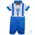 Conjunto Camiseta ou Body T-Shirt 2 em 1 Summer Branca e Azul Girafa Bermuda Esporte Fino e Suspensório Azul Maya e Gravata Borboleta Grécia Savaninha Índigo Trend