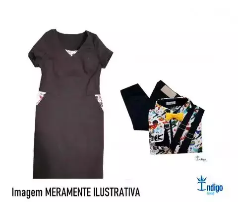 Kit Mãe e Filho Vestido Crystal Preto Camisa Social ou Body Hanôver Super Heróis Calça Casual e Suspensório Preto e Gravata Borboleta Amarelo Canário Índigo Trend