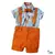 Conjunto Camisa Social ou Body Pipa Cafifa Bermuda Esporte Fino Gravata Borboleta e Suspensório Laranja Índigo Trend