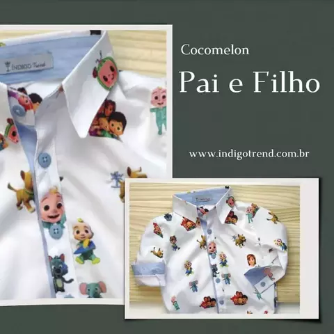 Kit Pai e Filho Camisa Social ou Body CoComelon Índigo Trend