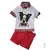 Conjunto Camiseta ou Body T-Shirt 2 em 1 Summer Branca Dog Vintage e Bermuda Vermelha Esporte Fino Índigo Trend