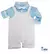 Conjunto Camisa Social ou Body Azul Bebê Finlândia Jardineira e Gravata Borboleta Branca Índigo Trend