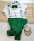 Conjunto Camisa Social ou Body Branca Baby Safári Calça Esporte Fino e Gravata Borboleta Verde Bandeira e Suspensório Baby Safári Índigo Trend