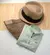 Conjunto Camisa Social ou Body Verde Claro Cidreira Bermuda Caramelo Casual e Chapéu Panamá Caramelo Índigo Trend