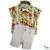 Conjunto Camisa ou Body Social Fazendinha Bermuda Casual Gravata Borboleta e Suspensório Bege Índigo Trend
