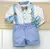 Conjunto Camisa Social ou Body Branca Tailândia Fundo do Mar Bermuda Azul Bebê Esporte Fino Gravata Borboleta e Suspensório Tailândia Fundo do Mar Índigo Trend