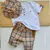 Conjunto Bata ou Body Branca Bermuda Esporte Fino e Chapéu Australiano Xadrez Veneza Burb Índigo Trend