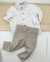 Conjunto Camisa Social ou Body OffWhite Linho Cambraia e Calça Social Bege Linho Índigo Trend