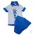 Conjunto Camiseta ou Body T-Shirt 2 em 1 Summer Branca e Azul Girafa Bermuda Esporte Fino Azul Maya Índigo Trend