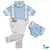 Conjunto Camisa Social ou Body Azul Bebê Finlândia Calça Branca Esporte Fino Gravata Borboleta e Suspensório e Tapa Fralda Smash The Cake Azul Bebê e Branco Finlândia Índigo Trend