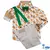 Conjunto Camisa Social ou Body Oslo Safári Bermuda Casual Bege Gravata Borboleta e Suspensório Verde Bandeira Índigo Trend