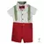 Conjunto Camisa Social ou Body Branca Grécia Verde Bermuda Esporte Fino Vermelha Gravata Borboleta Vermelha e Suspensório Verde Oliva Poá Grécia Índigo Trend