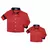 Kit Pai e Filho Camisa Social ou Body Vermelha Moscou Poá Índigo Trend