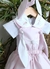 Conjunto Bata ou Body Branco e Rosa Bordado Vestido e Orelha Rosa Ninho Coelho Páscoa Índigo Trend - loja online