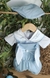 Conjunto Bata ou Body Branco e Azul Bordado Macacão Romper Ninho Coelho Páscoa e Boina Azul Bebê Índigo Trend na internet