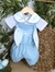 Imagem do Conjunto Bata ou Body Branco e Azul Bordado Macacão Romper Ninho Coelho Páscoa e Boina Azul Bebê Índigo Trend