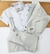 Conjunto Camisa Social o Body Branca França Bege Calça Blazer Gravata Borboleta e Suspensório Bege França Índigo Trend