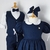 Kit Irmãos Camisa Social ou Body Branca Amsterdã Bermuda Social Colete e Gravata Borboleta Azul Marinho Linho Vestido Princesa Com Manga Bufante Nome Personalizado Bordado e Laço Azul Marinho Índigo Trend - comprar online