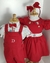 Kit Irmãos Camisa Social ou Body Vermelho Cuba Circo Jardineira Esporte Fino e Gravata Borboleta Vermelha Vestido Com Manga Bufante Vermelho Cuba Circo Bordado Nome Personalizado e Laço Vermelho Índigo Trend - comprar online